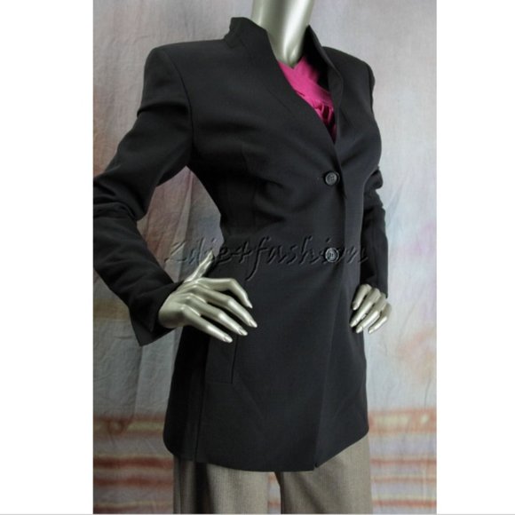 $3700 New AKRIS Mocha Dark Brown High Collar Stretchy Wool Tender Jacket 6 - Picture 2 of 6